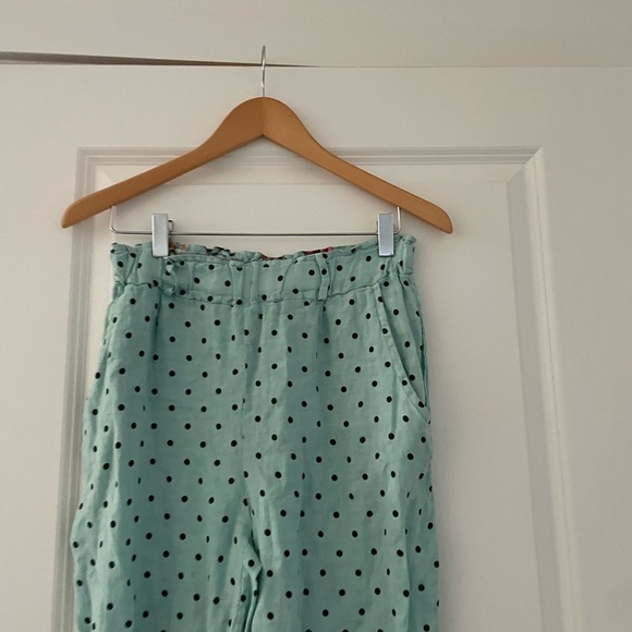Linen Luv Polka Dot Linen Pants Lagenlook Artsy Mint Green - Picture 7 of 8